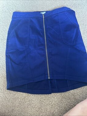 Trina Turk Royal Blue High-Low Front Zip Skirt